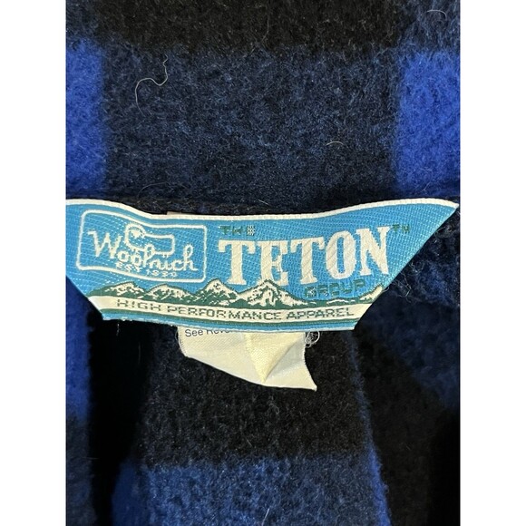 Vintage WOOLRICH Teton Buffalo Plaid Flannel Bomber Jacket 90s Blue Black XLARGE - Picture 10 of 12